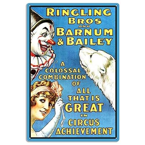 Barnum&Bailey Circus Decor Signs 8x12 Inch Metal Tin Sign