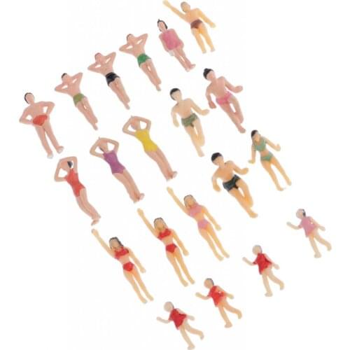 20pcs 1:50 HO S O Scale Miniature Beach People Model Figurines for Model Train Diorama Scenery Supplies