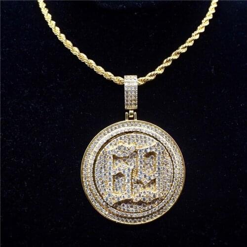 New Spinner 69 Saw Pendant Necklace Pave Cubic Zircon Iced Out Hip Hop Rotatable Charms Jewelry Dropshipping
