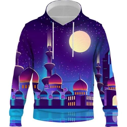 New Arrival Fashion Mens Hoodies 3D City night scene Printed Loose Fit Autumn Sweatshirt for Men Streetwear Hoody Funny Hoodie