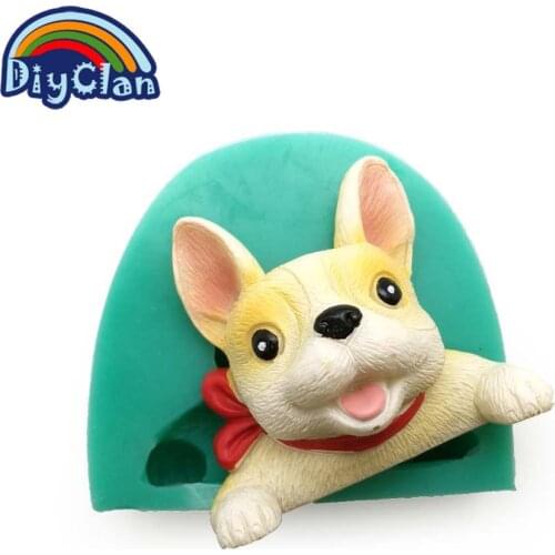New interesting 3D dog shape silicone fondant cake molds puppy dog chocolate mould baking tools animal resin mould F0679XG