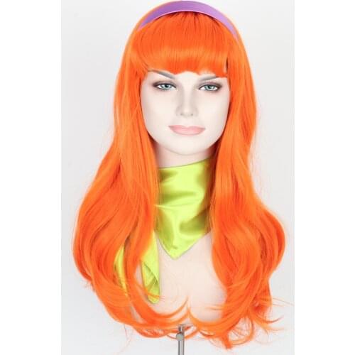 Anime Wig Daily Dress Up Stage Show Halloween Funny Dog Scoob Daphne Orange Cosplay Show Wig