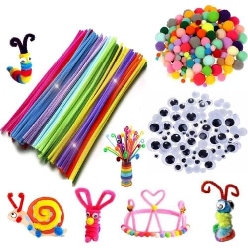 Plush Stick /Pompoms / Googly Wiggle Eyes Rainbow Colors Shilly-Stick Educational DIY Toys Art Craft Toys for Children Craft Kit