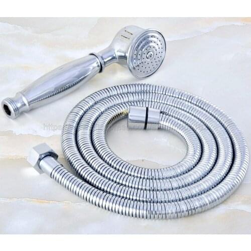 Polished Chrome Telephone Hand Held Shower Head & 1.5 m Hose Water Saving Handheld Sprayer Shower Set zhh023