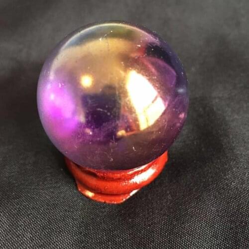 3.3-3.5cm Natural crytal sphere Titanium Coating Aura Electroplating Quartz Crystal Ball