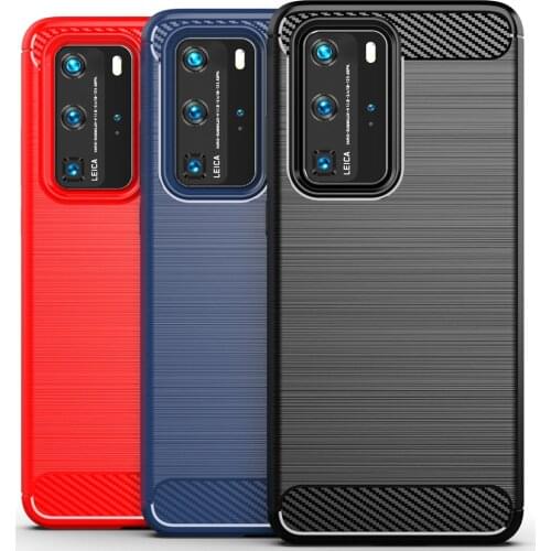 Luxury Case for Huawei P40 Pro Cover Carbon Fiber Texture Brushed Case for Huawei P40 Pro+ P40 Lite Shockproof phone Cover