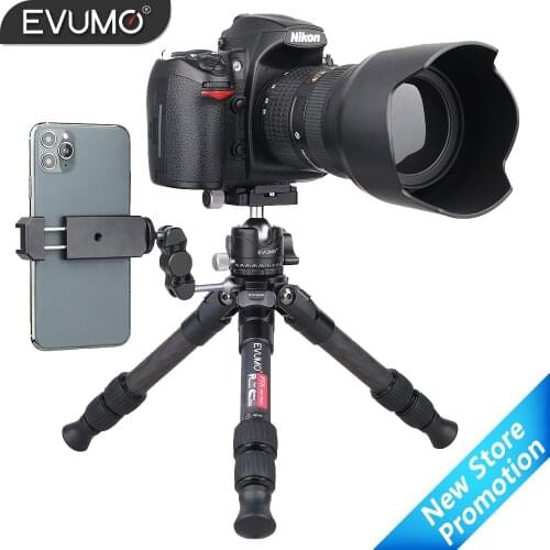 Tripod for Phone Camera Mobile Professional Carbon Fiber Smartphone Mini Tripod Stand 360 Panoramic Low Profile Ball Head PT2C