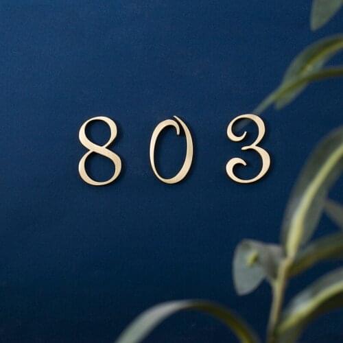Modern/Brass House Numbers Letters Villa Hotel Room Number Digital Company Dormitory Home with glue/Number 0-9