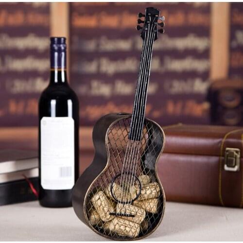 Retro Handmade Iron Art Guitar Storage Rack Decorative Metal Musical Instrument Organizer Box Novelty Ornament Craft Accessories