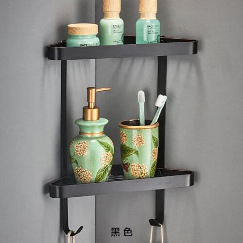 Corner Shelf Bathroom Shelf Shower Shampoo Cosmetic Shelves Brass Shower Rack Black/Gold Bathroom Storage Organizer Rack Holder