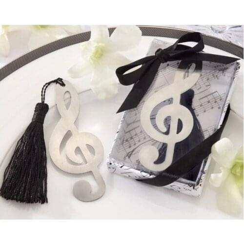 Music Note Shape Silver Bookmark Wedding With Tassel School Students Favor 50pcs