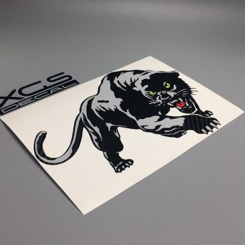 XGS DECAL Car Sticker Hunting Black Panther 20cmx14cm Carbon Fiber Background reflective waterproof vinyl Multilayer Decal