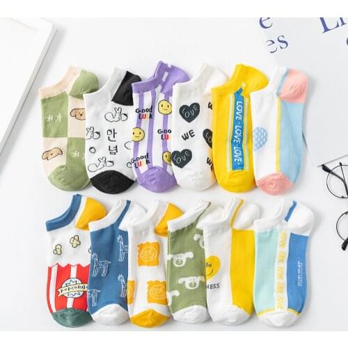 Japanese Cartoon Harajuku Socks Women Cotton Spring and Summer Sweet Stripe Woman Socks Stealth Kawaii Cute Designer Socks