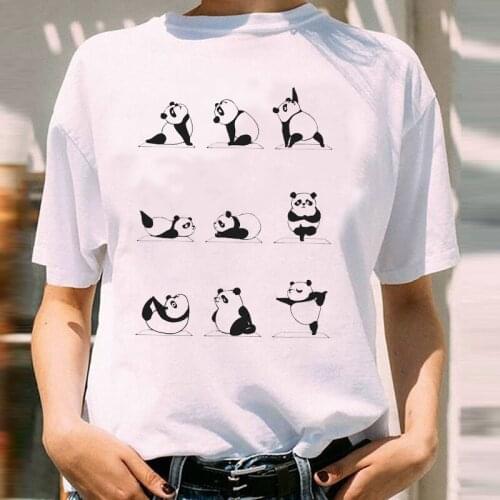 Women Graphic Panda Cute Animal Cartoon Summer Spring Girl 90s Short Sleeve Lady Print Female Clothes Tops Tees Tshirt T-Shirt