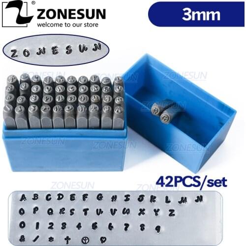 ZONESUN 42PCS Metal Stamps Tools for Jewelry Alphabet Set A-Z Heart Symbol Letter Punch Die Case Craft Pressing Tools