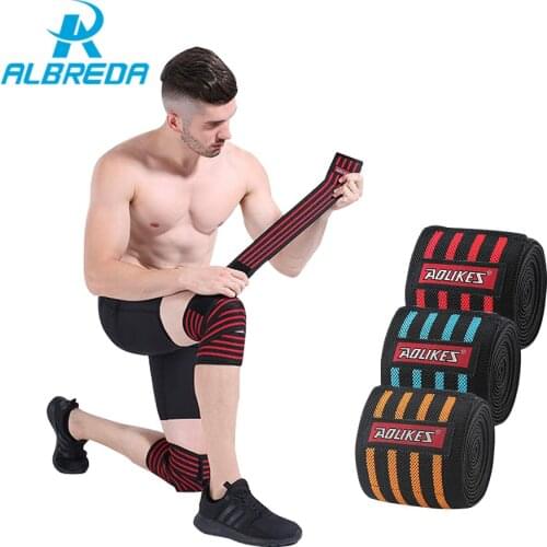 ALBREDA 180*8cm 1Pair Sports Knee Protector Basketball Leggings knee pads Gym Powerlifting knee Brace Protection Sport Safety