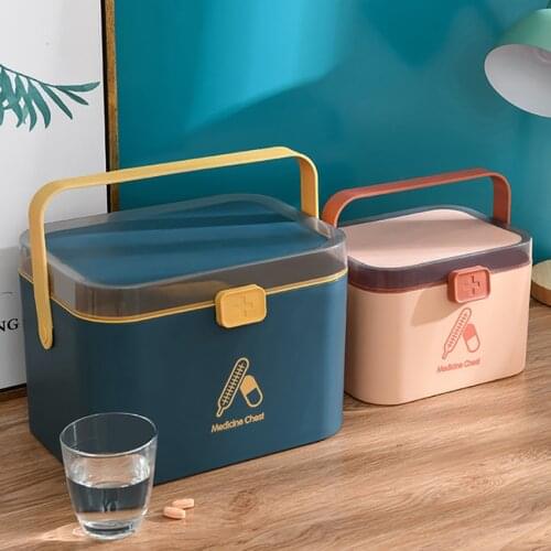 1pcs Home Care Medicine Box Portable Large First Aid Box Household Plastic Multi-Layer Medicine Storage Box with Handle 3 colors