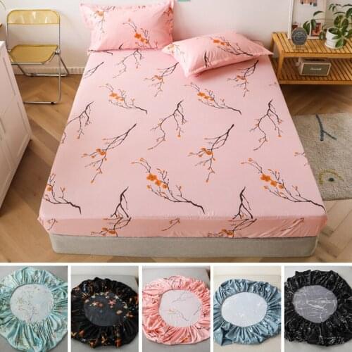 1pc Printed Fitted Sheet Mattress Cover Four Corners With Elastic Band Bed Sheet Elastic Fitted 4 Size Bed Sheet (No pillowcase)