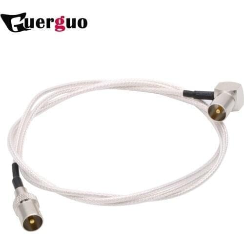 100PCS Customized TV Male Pigtail Cable Adapter TV Male Right Angle switch for TV Signal 1m RG316 Transparent White RF Cable