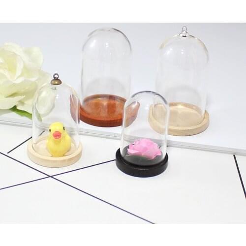 2PCS Little Prince Rose Glass Terrarium Globe with wood base Glass vial pendant Necklace Pendants Diy Finding
