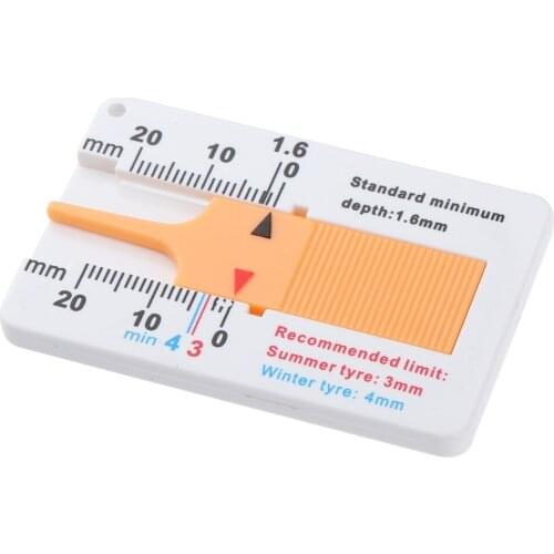 20mm Wheel Tyre Tread Tester Ruler Depth Gauge Meter Key Chain with Hanging Hole