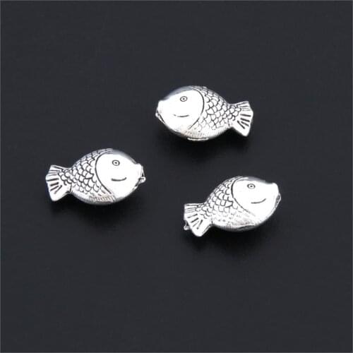 20Pcs Silver Color Mini Goldfish Charms Sea Ocean Pendant Making Handcrafts Bracelet Jewelry Supplies 11X8mm A3231