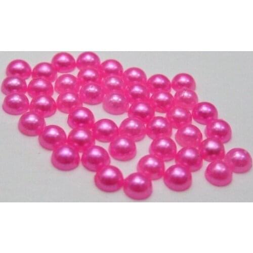 2000 Bright Pink Half Pearl Gems Flatback Bead 3mm Nail Art Tips +Storage Box