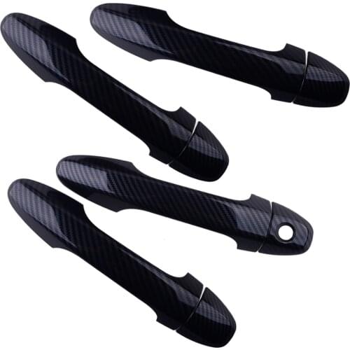 8Pcs/Kit Car Carbon Fiber Texture ABS Plastic Door Handle Cover Trim Overlay Cap Fit for Toyota Tacoma RAV4 2016 2017 2018