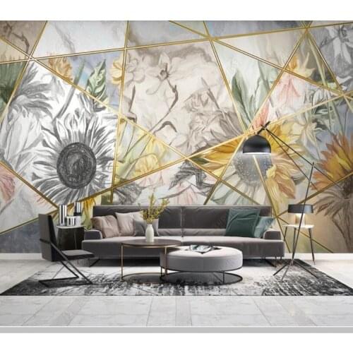 Papel de parede modern geometric flower sunflower abstract 3d wallpaper,living room tv wall bedroom home decor bar mural