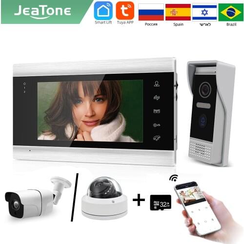 Jeatone Tuya smart phone7 ‘’ WIFI wireless video intercoms for home indoor Monitor Doorbell with 720P camera Outdoor System unit