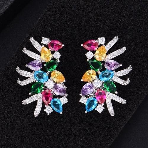 Blachette High Quality Irregularities Waterdrop Cluster Cubic Zirconia Stud Earrings For Women Girls Party Anniversary Jewelry