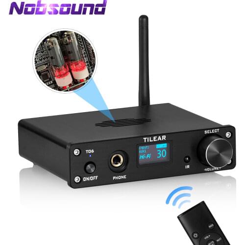 Nobsound HiFi Bluetooth Vacuum Tube Preamp Mini USB DAC Desktop Headphone Amp Stereo Audio Receiver for Home Theater System