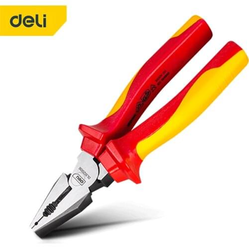 DELI VDE Insulated Wire Stripper Diagonal Pliers Needle-Nose Pliers High Voltage 1000V Insulated Wire Pliers Electrician