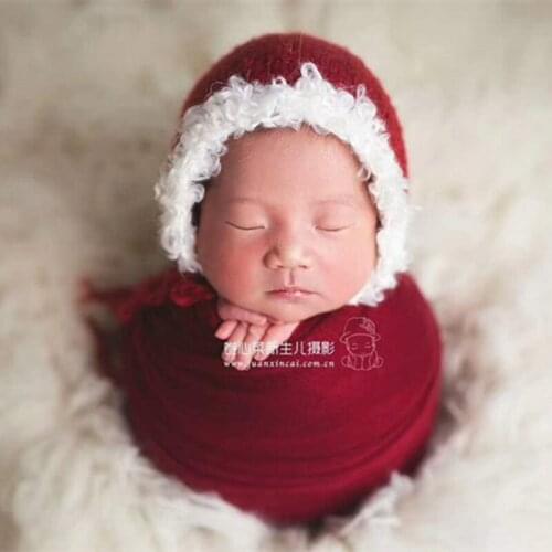 Kids Crochet Santa Hat Father Christmas Bonnet newborn Christmas prop Red and white Santas elf Christmas hat