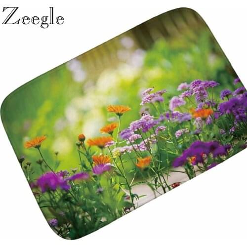 Zeegle Home Decor Flannel Entrance Doormat 3D Flowers Pattern Entrance Door Welcome Carpet Kids Bedroom Bedside Floor Mat