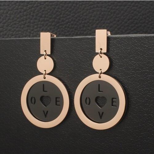 Personality Fashion Stainless Steel Jewelry Long-Style Drop Newest Rose Gold Color Earrings Joker For Woman And Girl EEDZBFBA