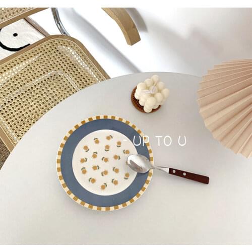 Ins style retro small flowers breakfast ceramic plate dessert plate western plate cute dinnerware set bone china dinner set