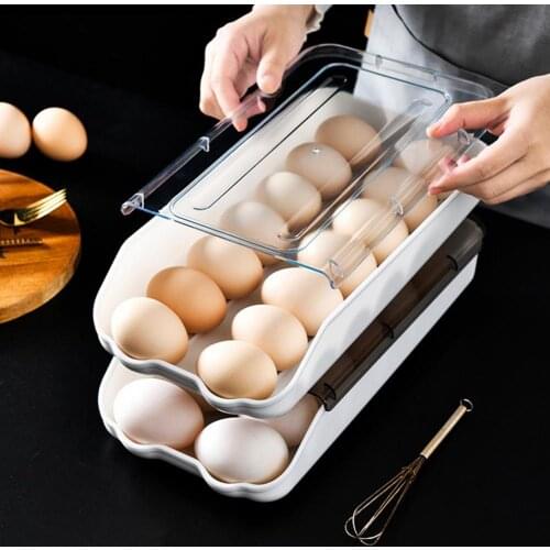 Egg Storage Box Portable Automatic Rolling Type PS Large Capacity Egg Storage Box Container Storage Boxes Organization