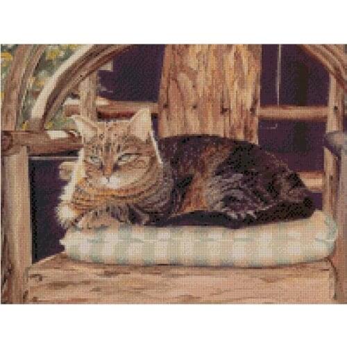 Cat in afternoon, 100% Cotton Cross Stitch kits,200x150stitch,Cotton needlework,sampler DIY, cotton Cat Cross Stitch Kits