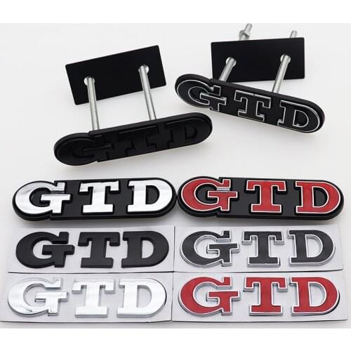 1pcs GTD Front grill emblem metal 3D Car logo side badge Creative decoration rear trunk emblem sticker styling Accessories