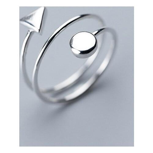 MloveAcc Hot Sale 925 Sterling Silver Geometric Round & Triangle Open Finger Rings for Women Sterling Silver Jewelry Gift