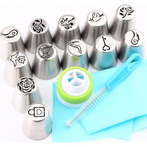 Valentines Day 15pcs/Set Design Love Pastry Nozzles Russian Piping Tips And Coupler Large Size Icing Piping Nozzle Tips