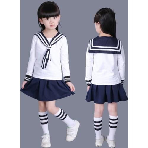 Autumn 100% Cotton kindergarten Girls School Class Sailor School Uniforms Kids Japanese Boys Navy Sailor Uniforms