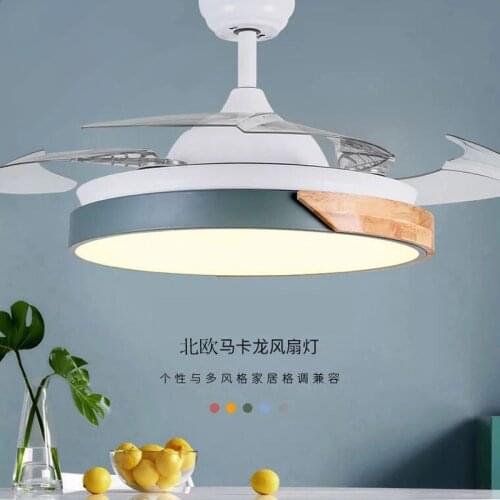 Ceiling fan with LED light, modern remote control ceiling fan, bedroom, dining room, living room built-in electric light