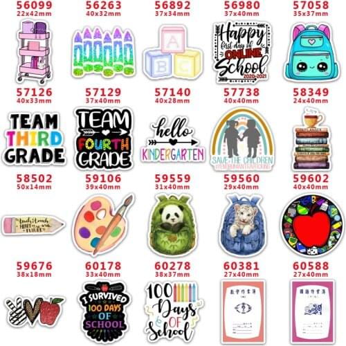 DIY Craft Supplies Sewing Accessories Cartoon Back To School Printed Planar Resins Mold 10 Pieces. PR-56099