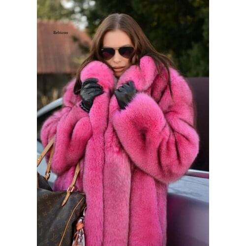 Mid-Length Fur Coat Luxury Fur Coat Womens Elegant Plus Size Faux Fur Coat Long Slim Thicken Warm Trendy Warm Outerwear Coat