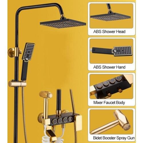 Senlesen Shower Faucet Bathroom Copper Bath Shower Faucet Set Mixer Adjust Height Hot and Cold Water