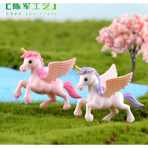 4.2x5.5cm Unicorn Horse Elf Statue Animal Model Figurine Home Ornament Decor Miniature Craft DIY Garden Fairy Decoration