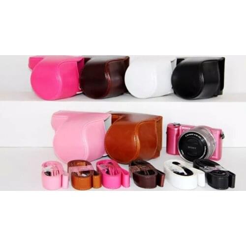 PU leather Camera Bag Case Cover Pouch for Sony A5000 A5100 ILCE-5000L NEX 3N NEX-3N 16-50mm Camera, 6 colors for choose