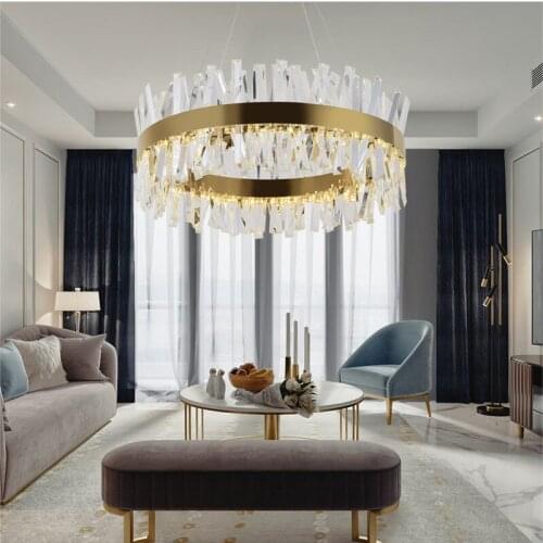 2021 NEW LED Modern Crystal Chandelier for Living Room Morden Luxury Lighting Gold/ Chrome Polished Steel Design Hang Lamp